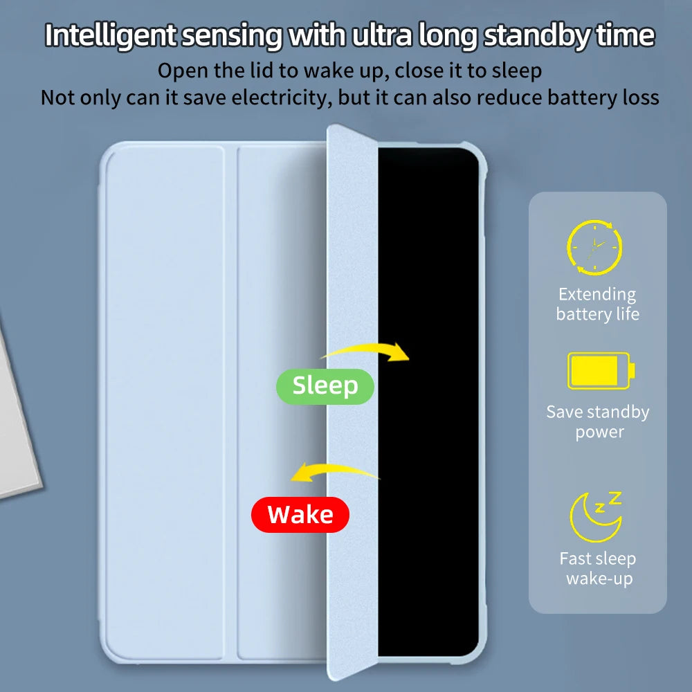 For iPad 10th Gen Case 3 fold Fall prevention Cover for Air 4 5 6 10.9in 11in 13in For Air 2 9.7 Pro 11 12.9 13 Mini 6 7 Case