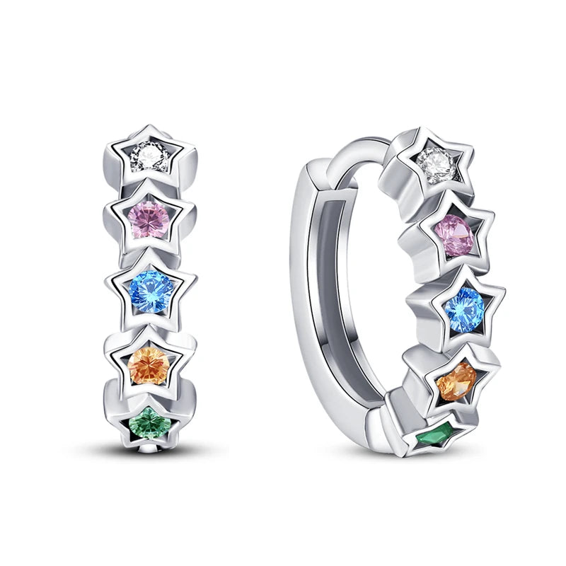 New 925 Sterling Silver Sparkling Zircon Four-Leaf clover Women Earrings Brilliant Wedding Engagement Star Earrings Jewelry Gift