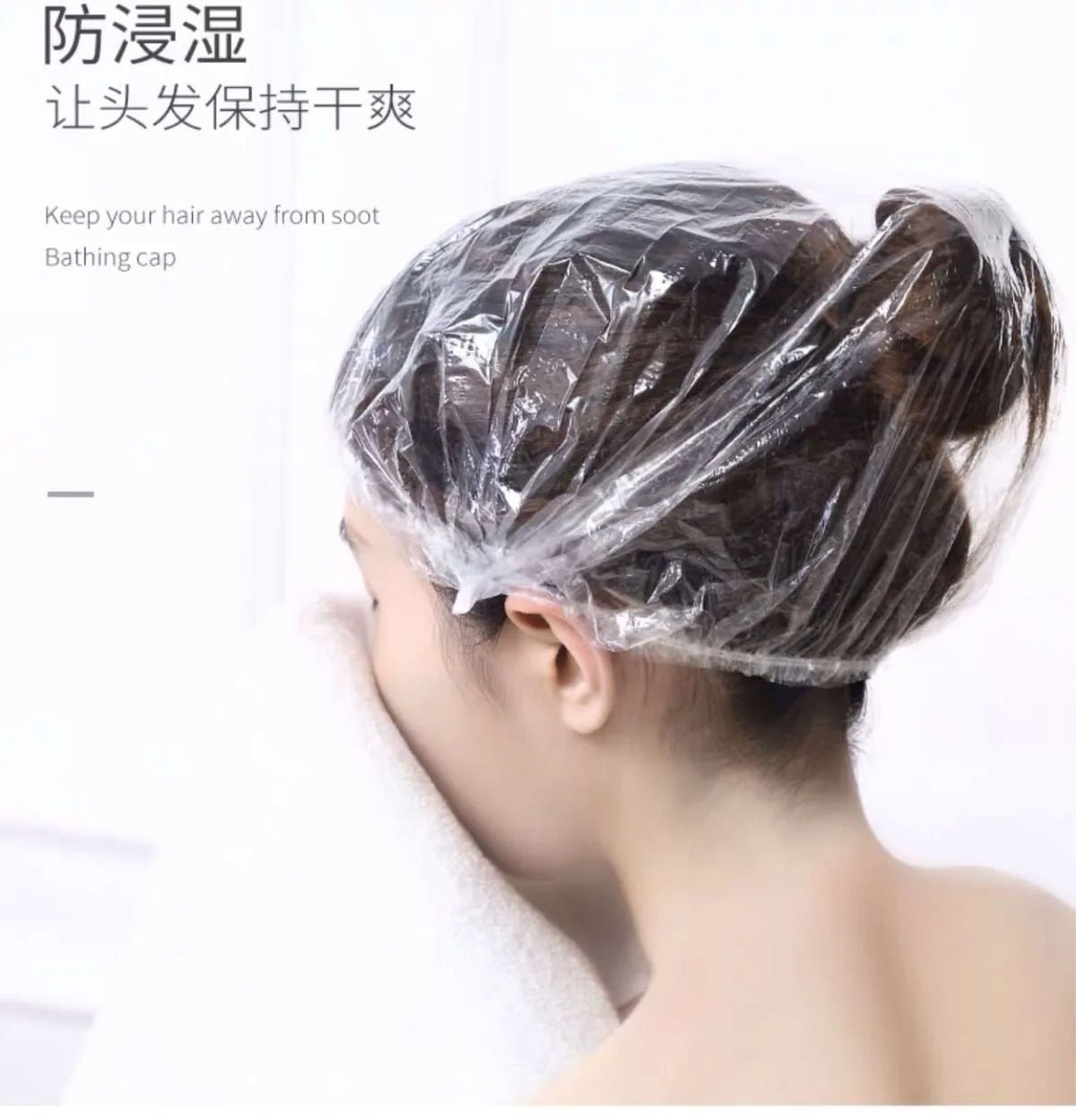 100 Pieces/set Women's Disposable Shower Cap  Plastic Waterproof Head Cover  Pink Spa Salon  Hotel Hair Dye  Elastic Hair Cap