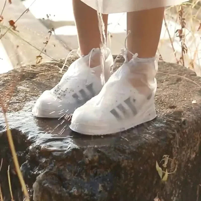 Unisex Waterproof Shoe Covers Non-Slip PVC Silicone Sole Reusable White for Rain And Snow Multiple Sizes