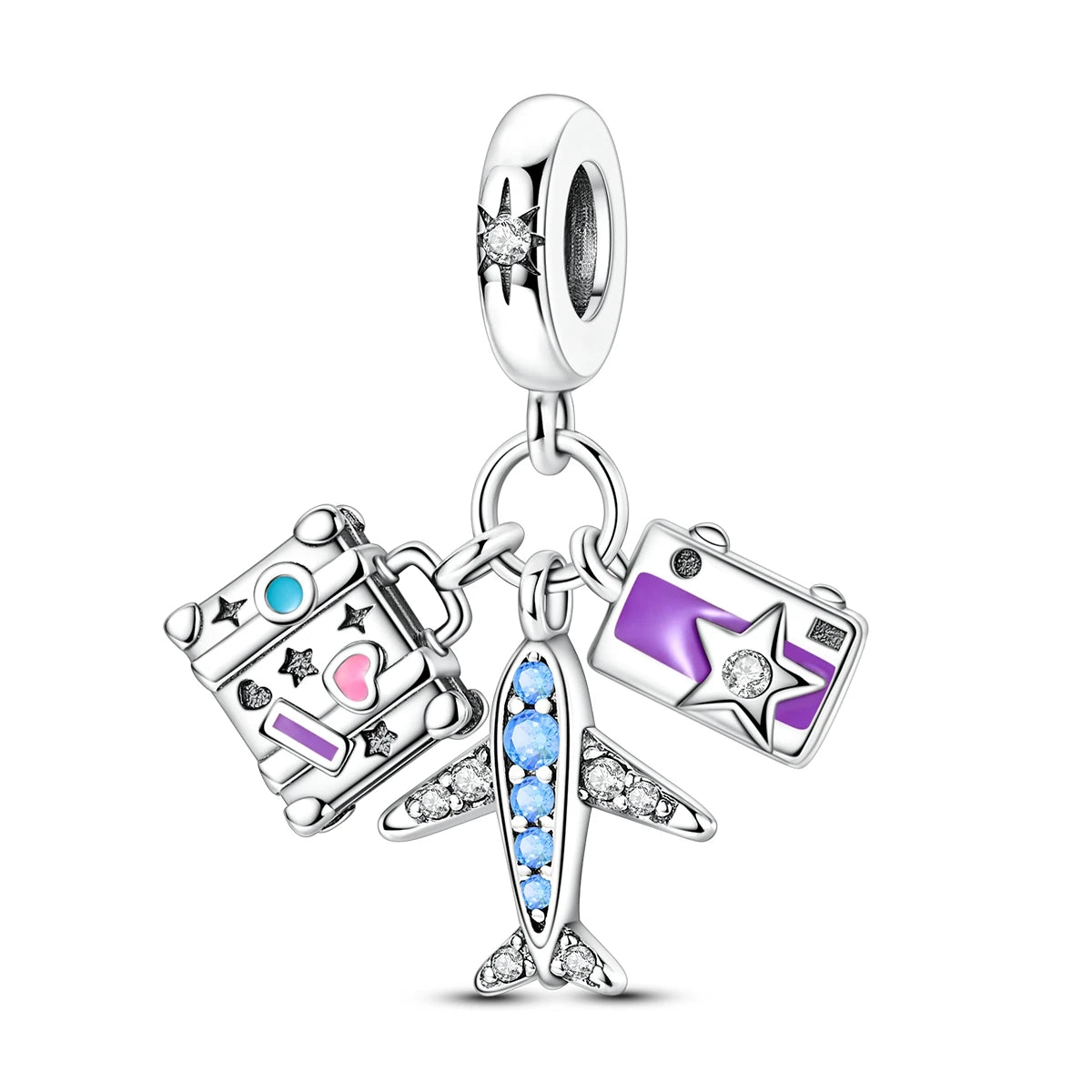 Travel Charm 925 Silver Plane Paris Tower Pendant Fit Bracelet Beads Making Woman Fashion Jewelry