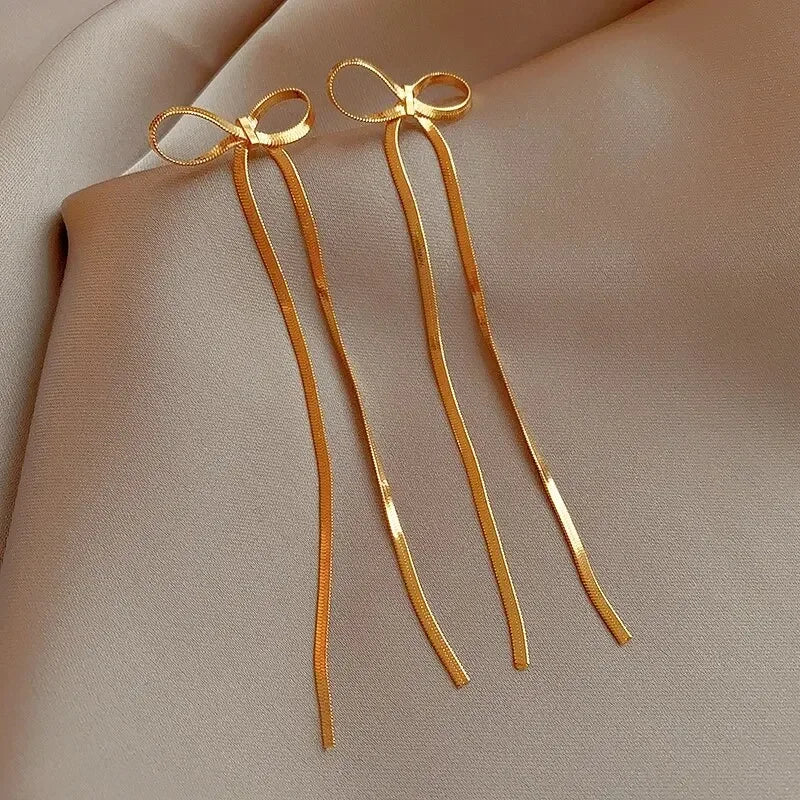 Long Tassel Rhinestones Chains Ear Line Drop Earrings for Women Gold Color Delicate Dangle Earring Hanging Charm Fashion Jewelry