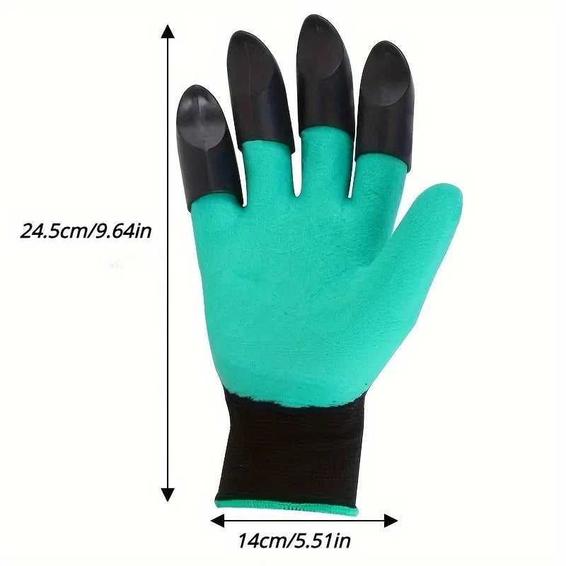 2Pc  pair Garden Gloves with Claws - Perfect for Digging, Planting, Weeding, Seeding - Protects Nails and Fingers Essential Ga