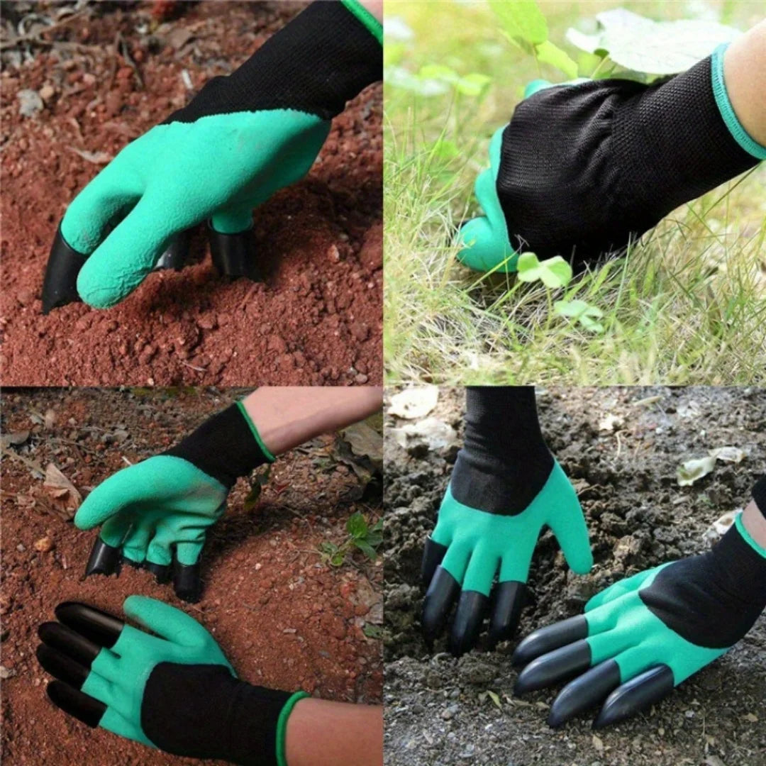 2Pc  pair Garden Gloves with Claws - Perfect for Digging, Planting, Weeding, Seeding - Protects Nails and Fingers Essential Ga