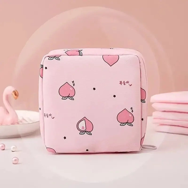 Cute cartoon sanitary pad storage bag for girls' menstrual period, portable aunt bag, sanitary pad storage, large capacity small
