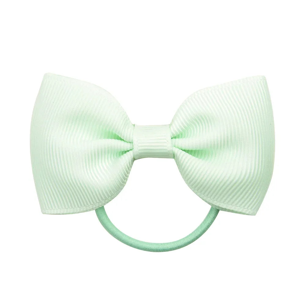 2.75 Inch Small Ribbon Bows With Elastic Hair Bands For Kids Girls Ponytail Solid Color Bowknot Hair Ropes Ties Hair Accessories