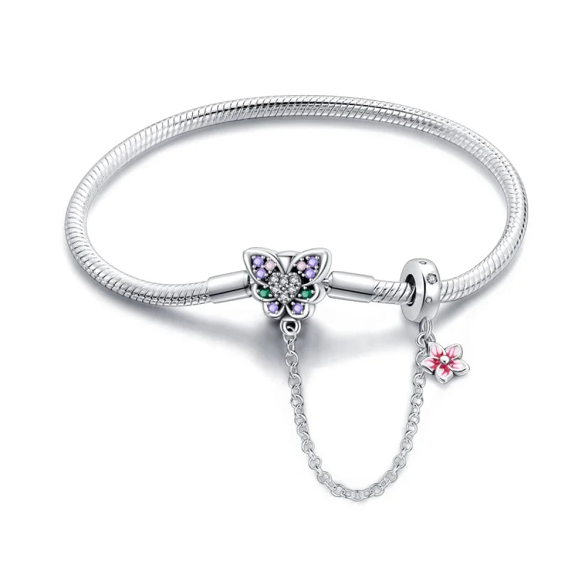New 925 Sterling Silver Heart Shaped Zircon Snake Bone Bracelet For Women Fashion Birthday Jewelry Gift