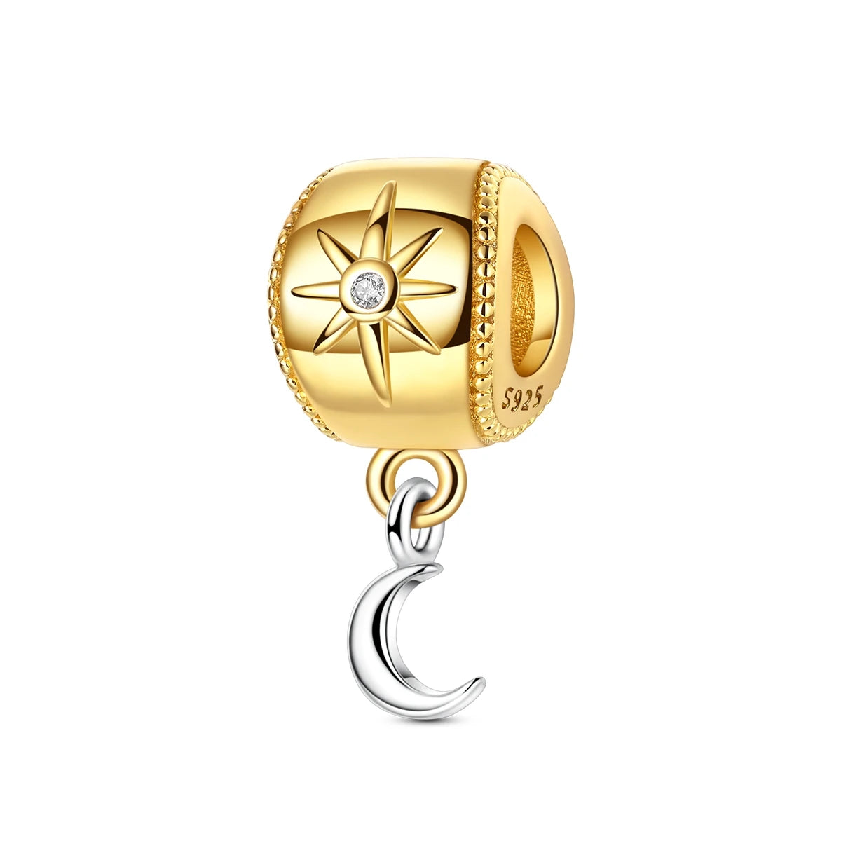Original 925 Sterling Silver Gold Series DIY Charms Beads Inlaid Zirconium Sun Leopard Pendants Fit Bracelet DIY Jewelry Making
