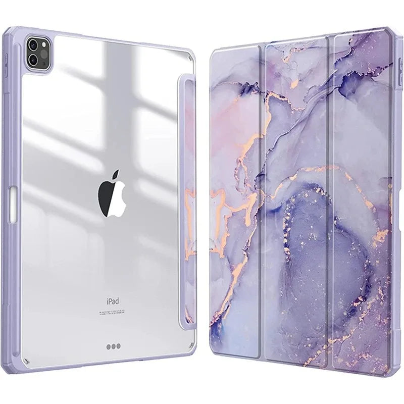 Smart PU Case for iPad Air 4th 5th iPad 10th 10.9 Funda iPad Pro air 12th 11th 11" 7th 8th 9th 10.2 2 9.7 10.5 Transparent Cover