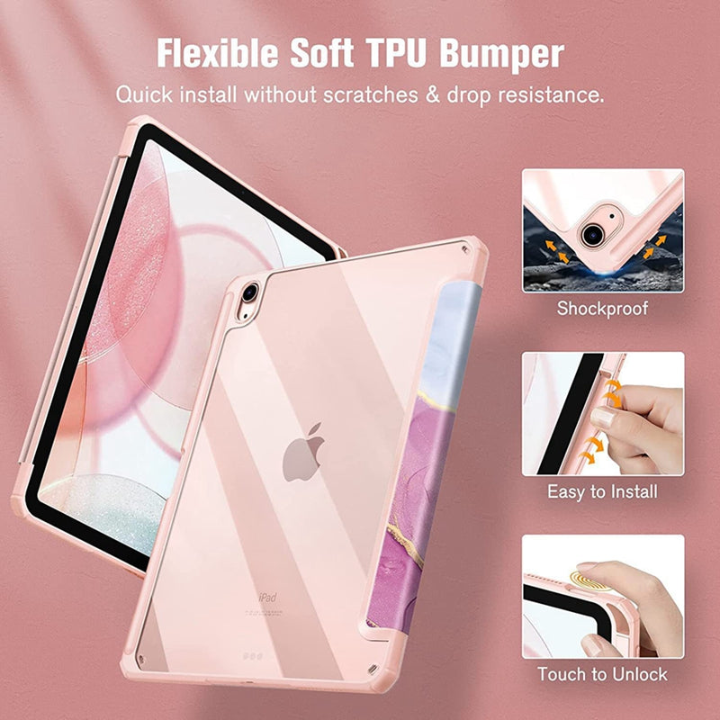 Smart PU Case for iPad Air 4th 5th iPad 10th 10.9 Funda iPad Pro air 12th 11th 11" 7th 8th 9th 10.2 2 9.7 10.5 Transparent Cover