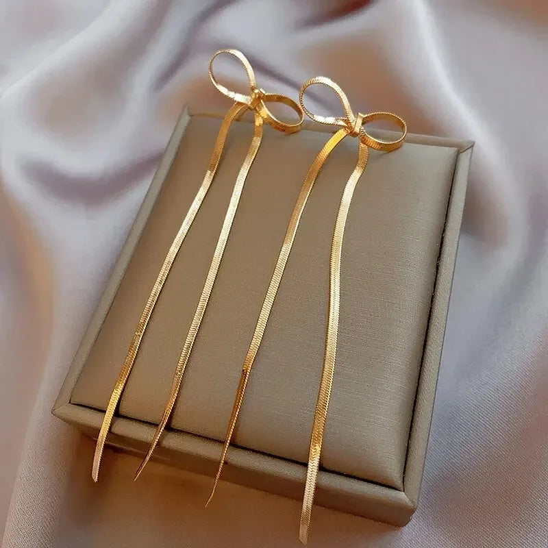 Long Tassel Rhinestones Chains Ear Line Drop Earrings for Women Gold Color Delicate Dangle Earring Hanging Charm Fashion Jewelry