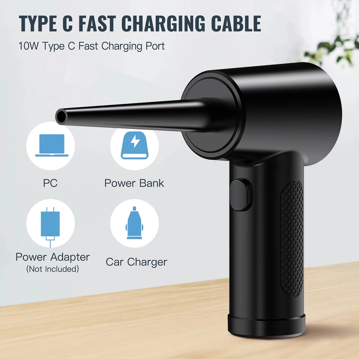 Compressed Air Duster for Keyboard  Electric Air Blower Computer Cleaning Cordless Air Dust Cleaner for PC Crumbs Car