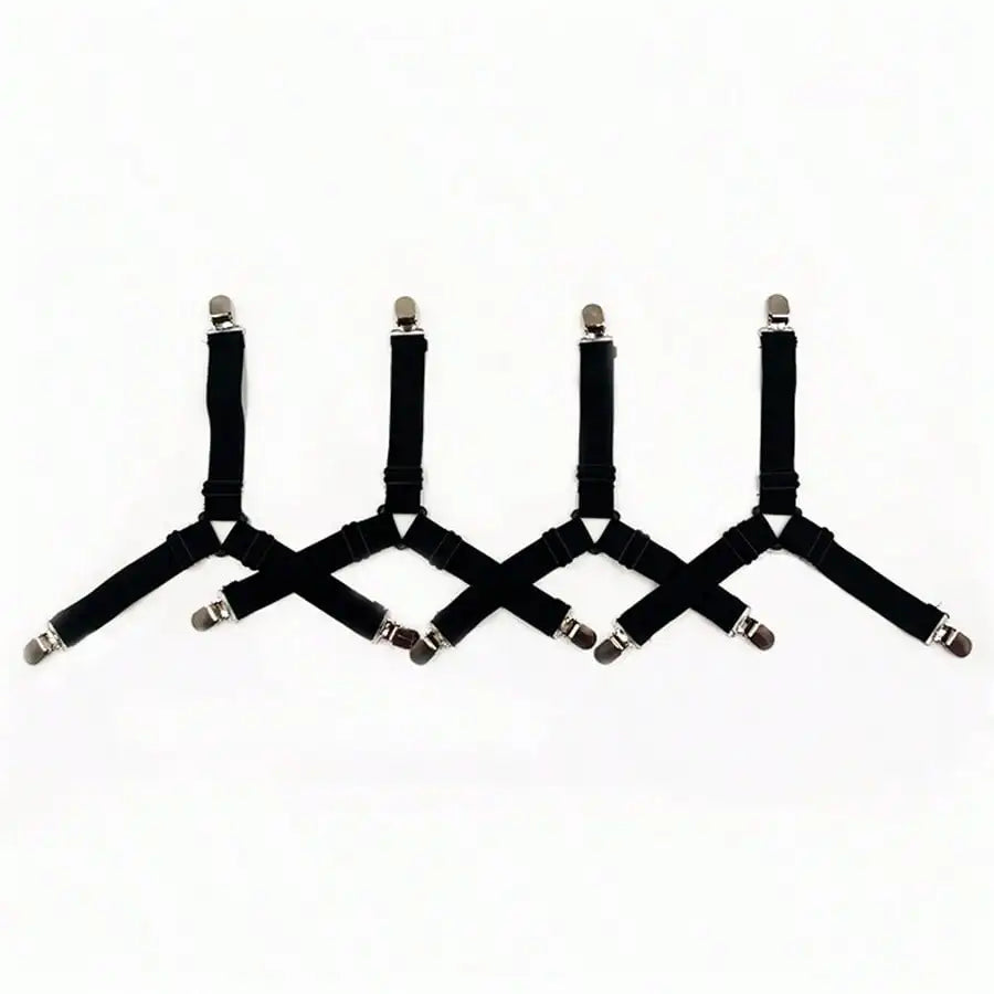 4pcs Triangle Household Bed Sheet Fixers, Adjustable Elastic Sofa BedSheet Fixing Clips, Tablecloth Fixing Belt, Anti-Running Anti-Slip SheetBuckles