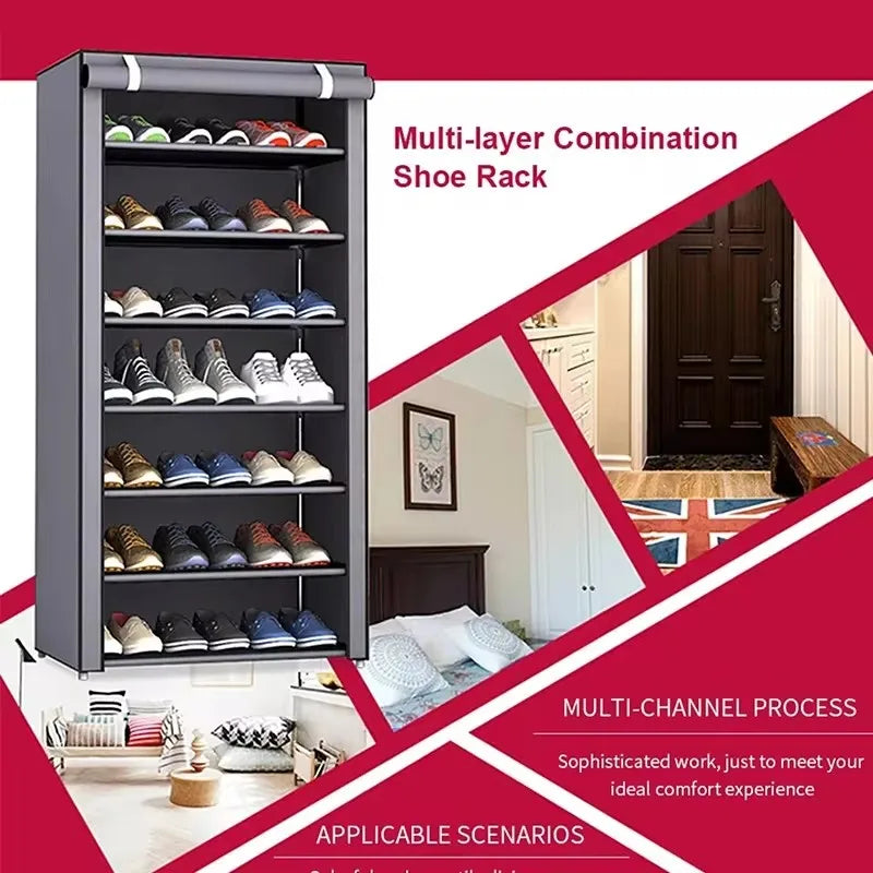 6/8/10 Layers Shoe Rack Organizer Dustproof Shoe Cabinet Multilayer Nonwoven Home Furniture Space-saving Cabinets Shoes Shelf