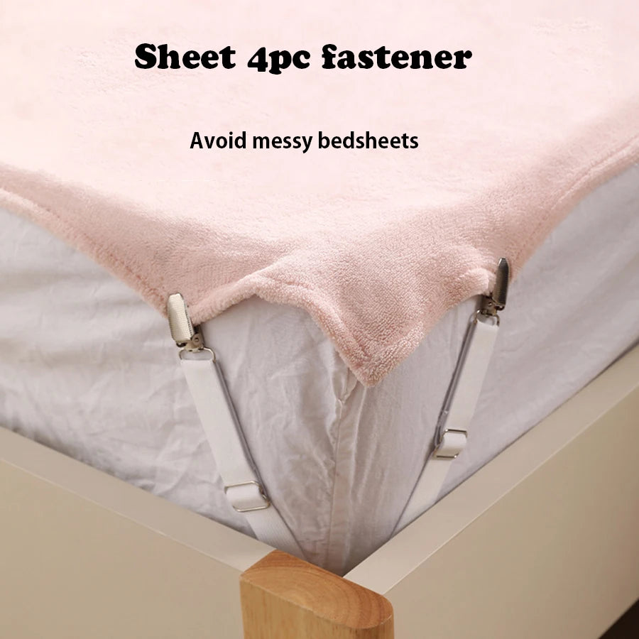Bed Sheet Clips Adjustable Bed Sheet Holder Straps Set of 4 Elastic Fitted Bedding Clips Fasteners for Home Hotel
