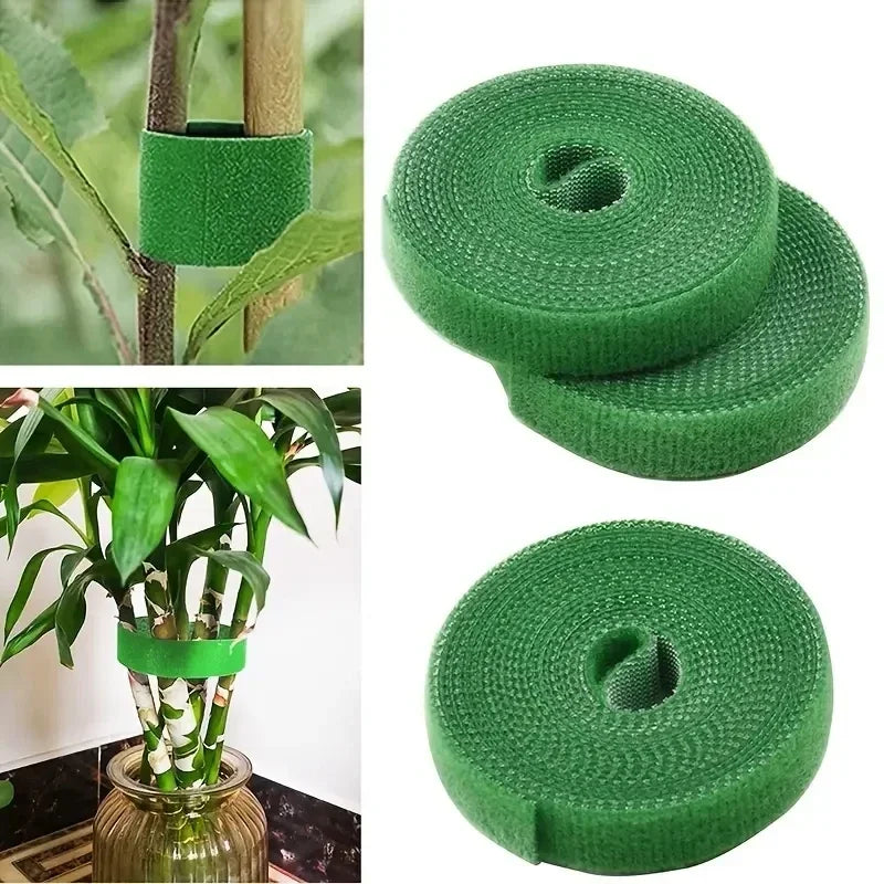 1/2Pcs Reusable Nylon Plant Hook Loop Ties Green Fastener Tape for Bamboo Cane Wrap Support Home Garden Accessories