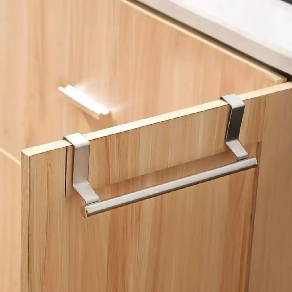 1/2Pcs Towel Rack Over Door Towel Bar Hanging Holder Stainless Steel Bathroom Kitchen Cabinet White Black Towel Rag Shelf Hanger