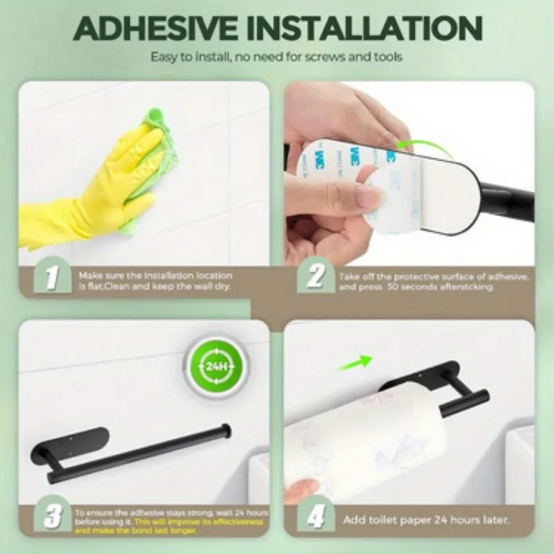 Kitchen Paper Towel Holder Adhesive Tissue Hanger Toilet Roll Paper Dispenser Cabinet Storage Napkin Rack Bathroom Accessories