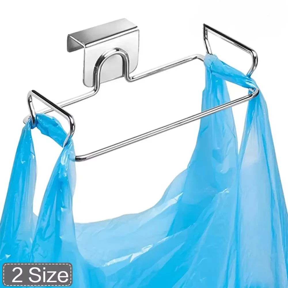 Multi-Purpose Cabinet Door Trash Bag Holder | Space-Saving Garbage Storage Organizer for Kitchen/Pantry/Closet | Adjustable Wast