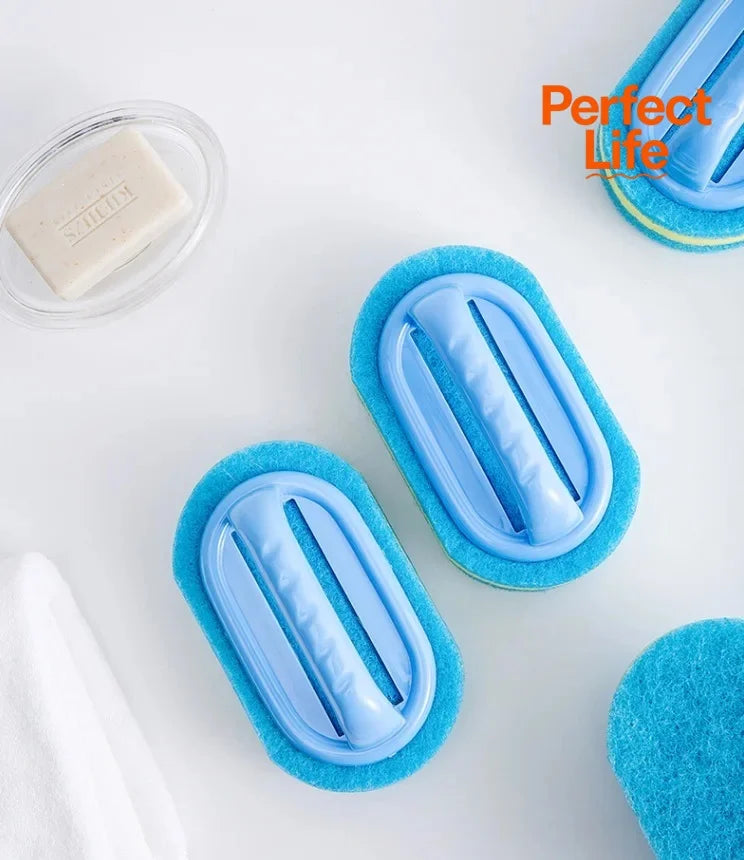 Pot Washing Kitchen Cleaning Brush with Handle - Pot Washing High-Density Thick Scouring Pad Ceramic Tile Wall Cleaning Brush