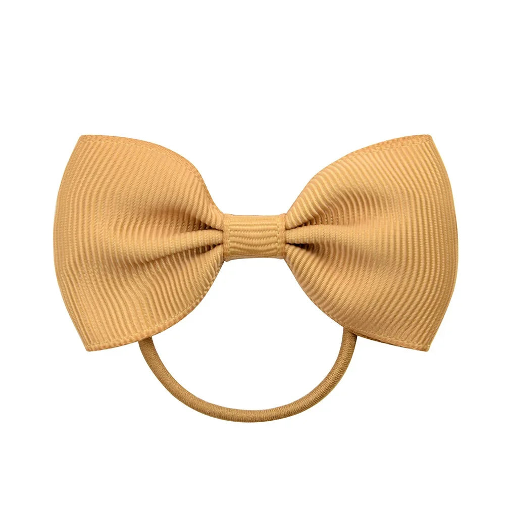 2.75 Inch Small Ribbon Bows With Elastic Hair Bands For Kids Girls Ponytail Solid Color Bowknot Hair Ropes Ties Hair Accessories
