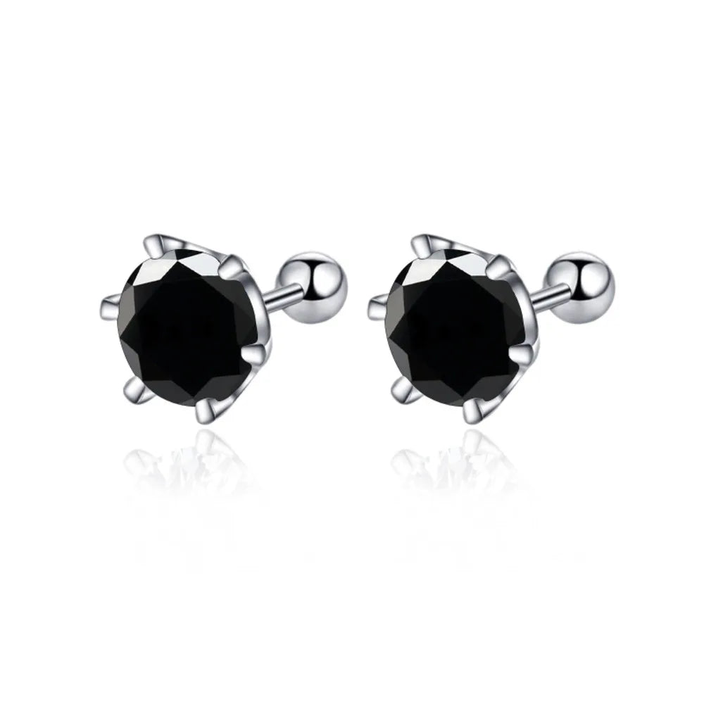 BIJOX STORY Women's Moissanite Screw Stud Earrings D Color 925 Sterling Silver 6 Prong Diamond Wedding Fine Jewelry