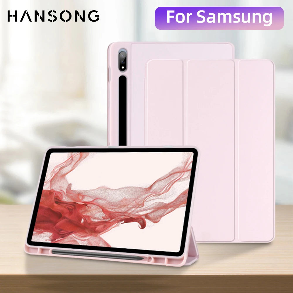 For Samsung Galaxy Tab Case For Tab S8 Ultra 14.6 S8 Plus S7 Plus S7 FE 12.4 S7 S8 11 S6 Lite 10.4 With Pen Slot Tablet Cover