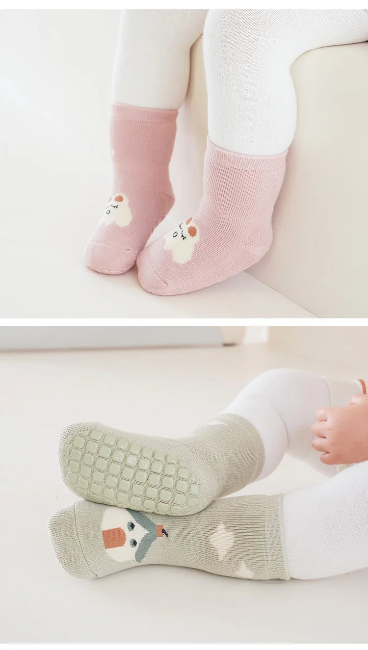 3 Pairs/lot Autumn Winter Warm Toddler Boy Girls Floor Socks Thicken Baby Non-slip Thermal Socks Children Clothing Accessories