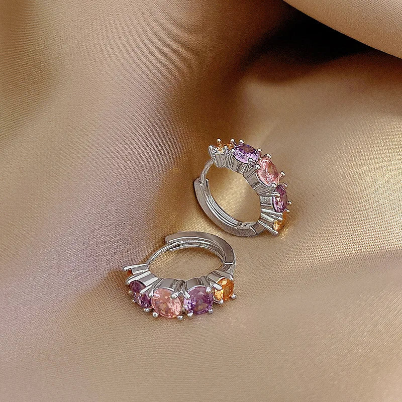 Crystal Lymphatic Drainage Earrings Colorful Crystal Round Hoop Earrings Fashion Magnetotherapy Weight Loss Slimming Jewelry