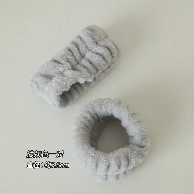 2Pcs One Pair Wash Face and Wrist Band Absorb Water Sports Sweat Wiping Bracelet Hairband Moisture Proof Sleeve Wrist Guard