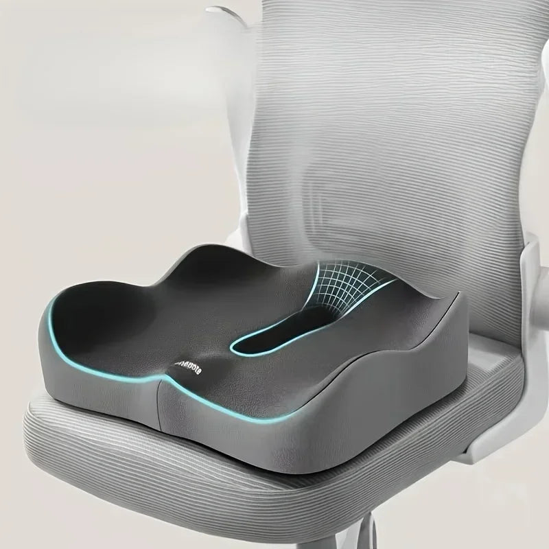 1pc Memory Foam Seat Cushion - 3D Ergonomic Support| Light Green Grey Black Washable Polyester Car Office Essentials