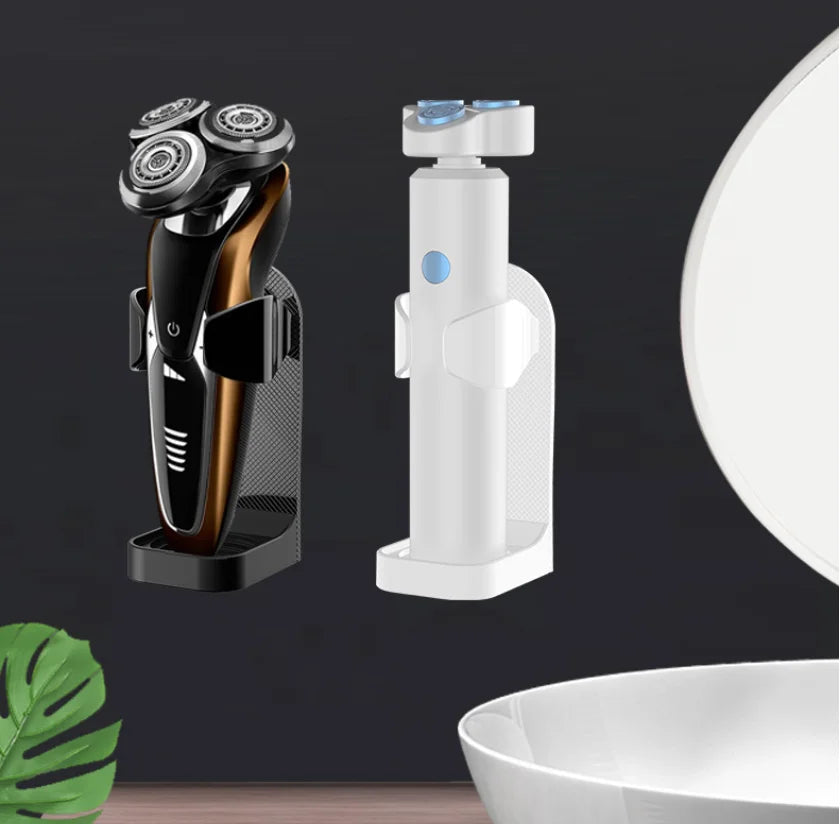 Bathroom Shaver & Toothbrush Holder, Wall Mounted Razor Rack with Adhesive, Space Saving Traceless Organizer for Shaving Accesso