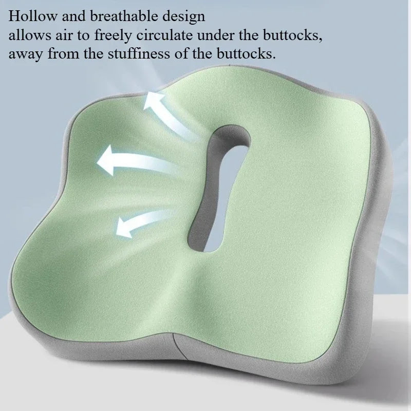 1pc Memory Foam Seat Cushion - 3D Ergonomic Support| Light Green Grey Black Washable Polyester Car Office Essentials