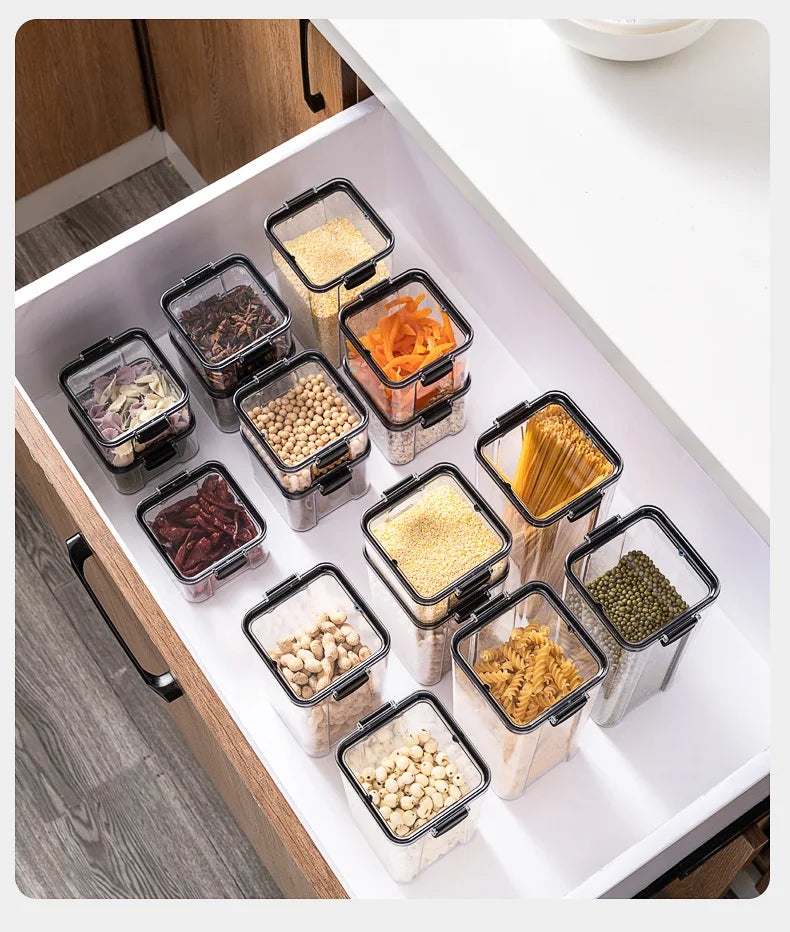 1-4PCS Sealed Jars Kitchen Organizer Grain Storage Boxes Large Capacity Sealed Container Seasoning Jars Set Fresh-keeping Tank