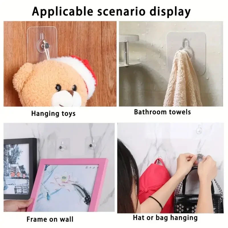 50/10pcs Self-adhesive Wall Hooks for Photo Frame Clock Strong Adhesive Transparent Nails Wall Hook Hangers Hanging Nail Holders