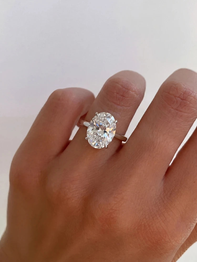 925 Sterling Silve Shiny Gorgeous 1-8CT Oval Zircon Ring For Women Engagement Wedding Luxury High Quality Fine Jewelry