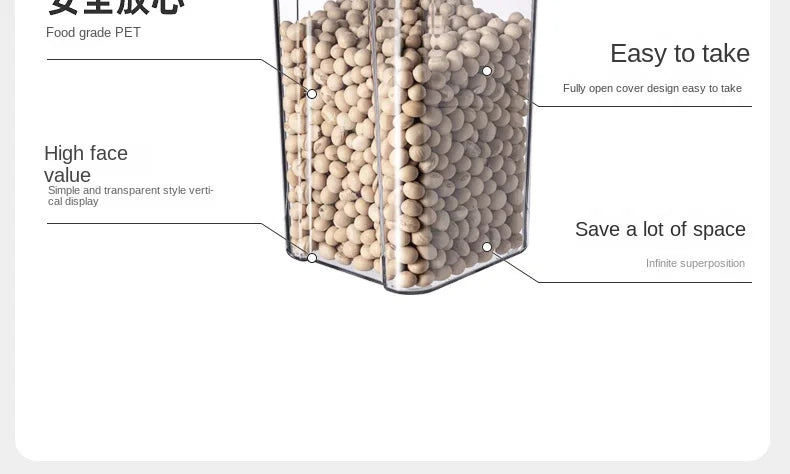 1-4PCS Sealed Jars Kitchen Organizer Grain Storage Boxes Large Capacity Sealed Container Seasoning Jars Set Fresh-keeping Tank