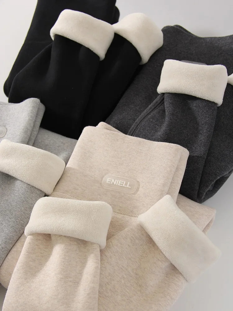 Streamgirl Thick Fleece Leggings Women Winter High Waist Black Outwear Tall Women Warm Thick Velvet Leggings For Winter Pants