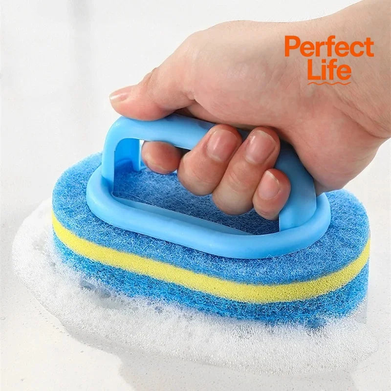 Pot Washing Kitchen Cleaning Brush with Handle - Pot Washing High-Density Thick Scouring Pad Ceramic Tile Wall Cleaning Brush