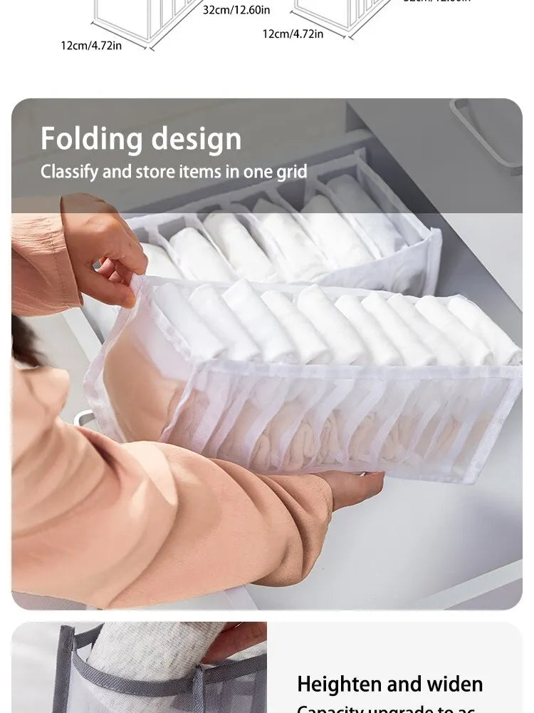 6/7/11 Foldable Underwear Underwear Socks Organizer With Dividers Clothes Storage Box Breathable Mesh Bag For Wardrobe