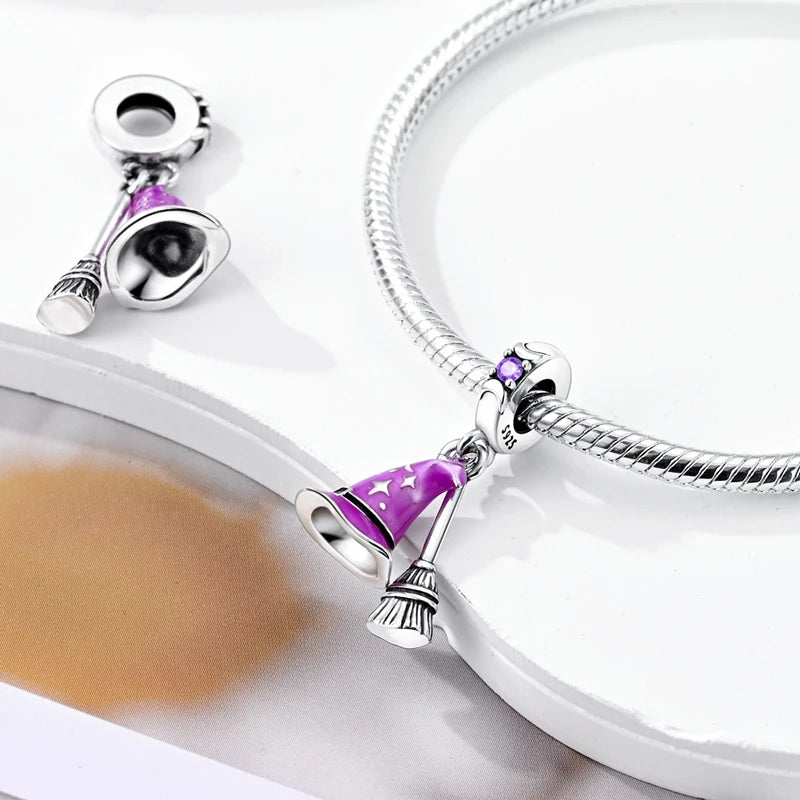 Pink Charms Original 925 Sterling Silver Heart Bow Perfume Bottle Charms Beads Pendants Fit Bracelet DIY Women Jewelry Making