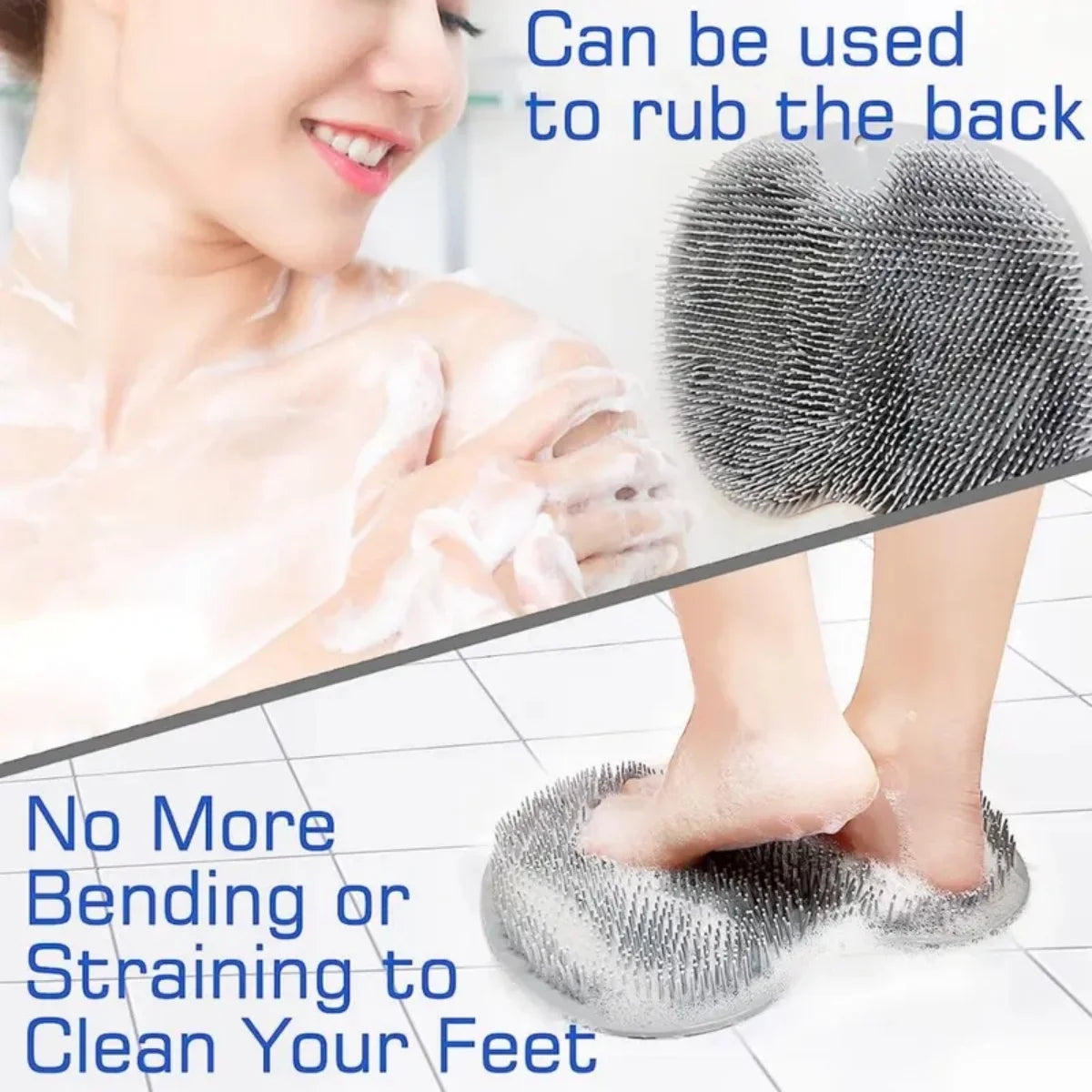 Silicone Foot Scrubber Mat, Non-Slip Shower Foot Cleaner Massager with Suction Cups
