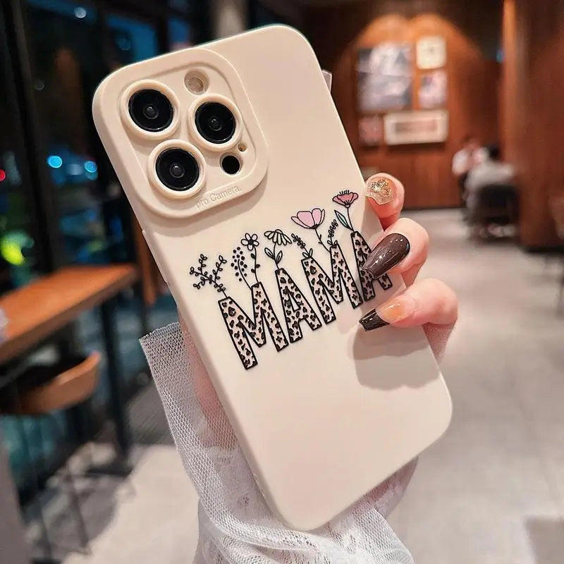 Fall Leopard-print Letter MAMA Pattern Phone Case, Anti-drop Cellphone Protective Case for IPhone 16 Pro Max 15 Pro 14Plus 13 12