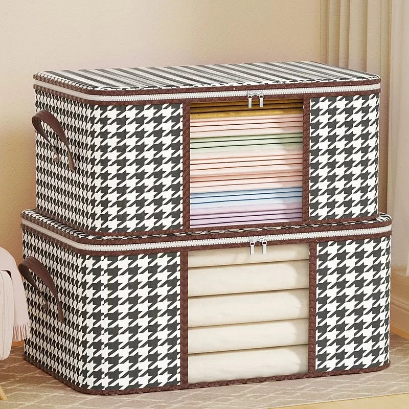 New style Houndstooth Storage Visual Portable Quilt Bag Multifunctional Dustproof Home Moving Packing and Organizing Storage Box