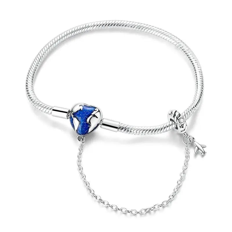New 925 Sterling Silver Heart Shaped Zircon Snake Bone Bracelet For Women Fashion Birthday Jewelry Gift