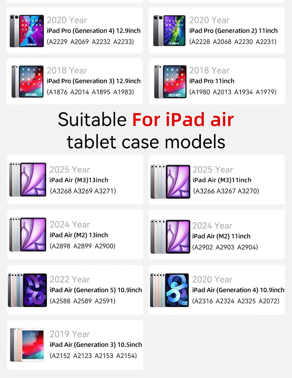 For iPad 10th Gen Case 3 fold Fall prevention Cover for Air 4 5 6 10.9in 11in 13in For Air 2 9.7 Pro 11 12.9 13 Mini 6 7 Case
