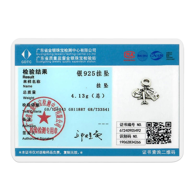 Travel Charm 925 Silver Plane Paris Tower Pendant Fit Bracelet Beads Making Woman Fashion Jewelry