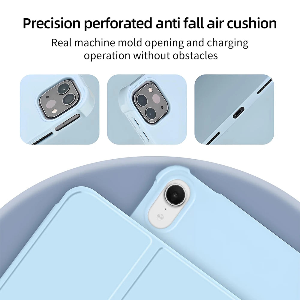 For iPad 10th Gen Case 3 fold Fall prevention Cover for Air 4 5 6 10.9in 11in 13in For Air 2 9.7 Pro 11 12.9 13 Mini 6 7 Case