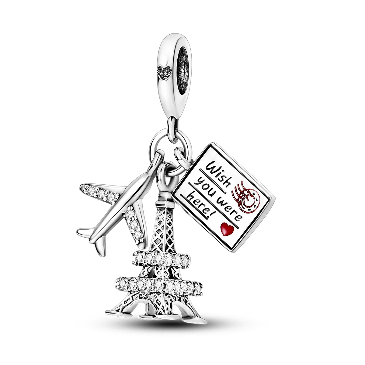 Travel Charm 925 Silver Plane Paris Tower Pendant Fit Bracelet Beads Making Woman Fashion Jewelry