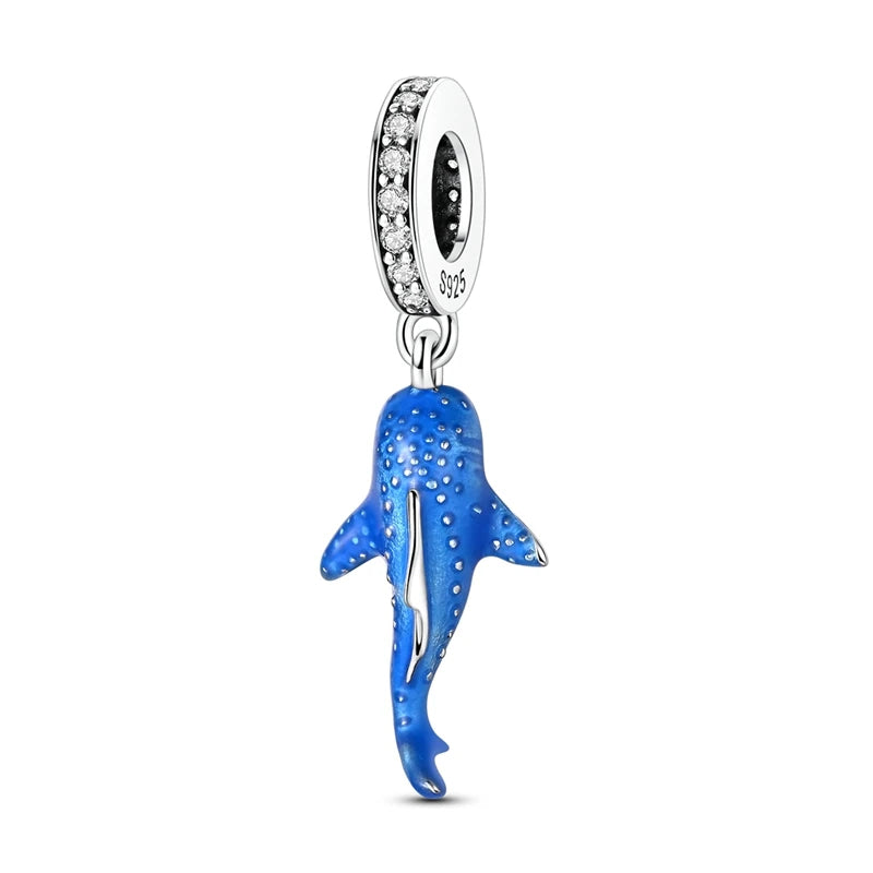 Fit Original 925 Sterling Silver Charms Beads Blue Luminous Whale Shark Seahorse Dolphin Charms For Women Fine DIY Jewelry Gifts